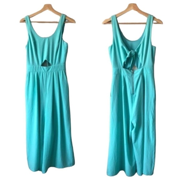 Gianni Bini Turquoise Blue Cut Out Wide Leg Cropped Jumpsuit S - Picture 3 of 3